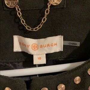 Tory Burch Green suede and gold studded jacket.
